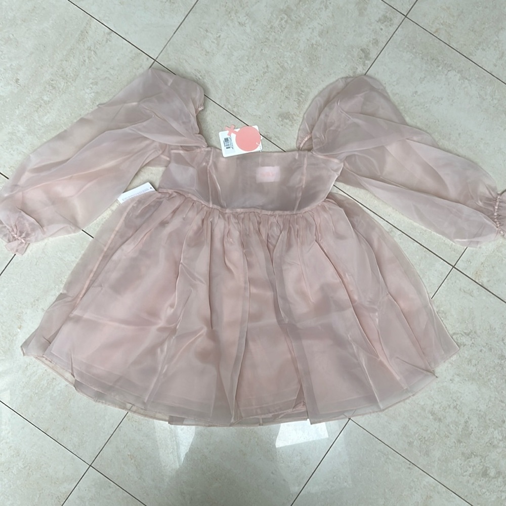 NWT Selkie Light Pink Sparrow Long Sleeve Puff Dress - Picture 1 of 3